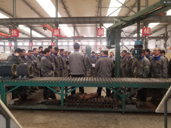 力久電機(jī)裝配車(chē)間班前會(huì)